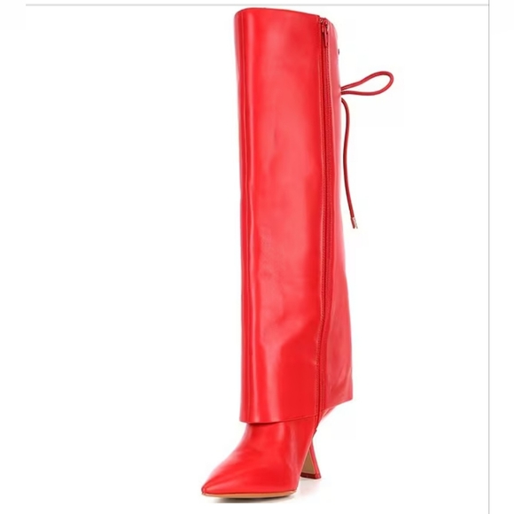 Gianni Bini Moe Leather Foldover Pointed Toe Tall Boots - Picture 1 of 11